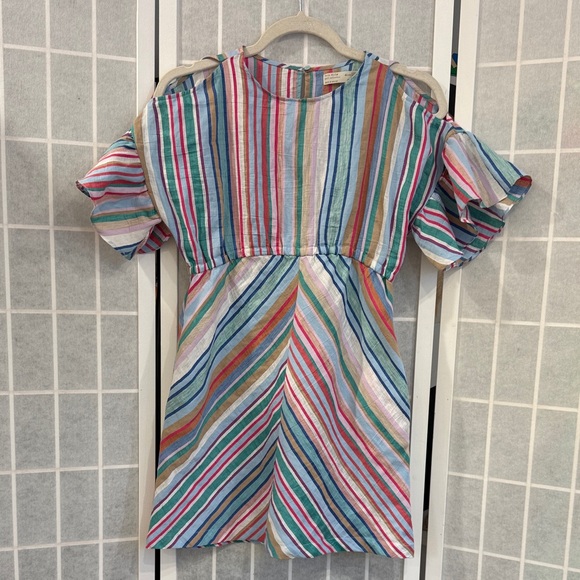 Zara Other - Zara Girls Multicolor Striped Cold Shoulder Dress Size 11/12
